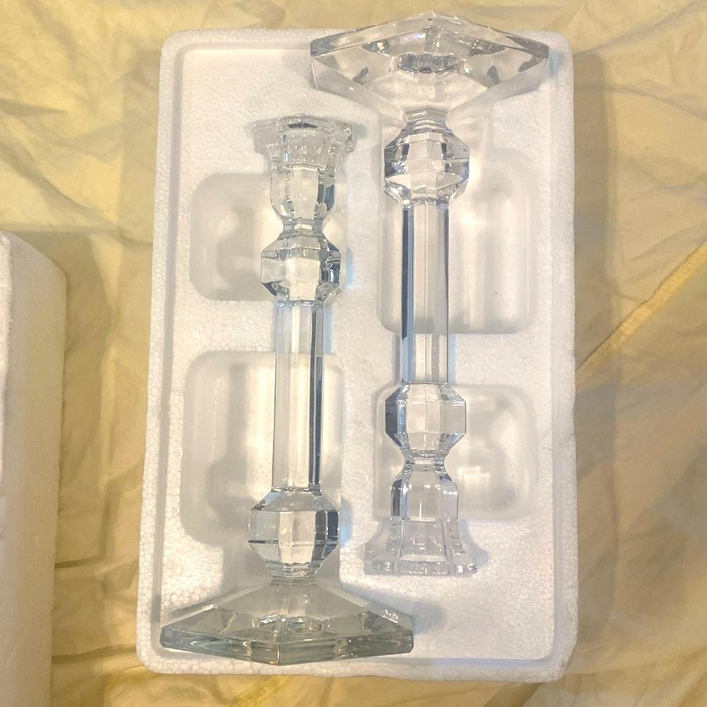 1 Val Saint Lambert Chandelier Gardenia Crystal Candlesticks